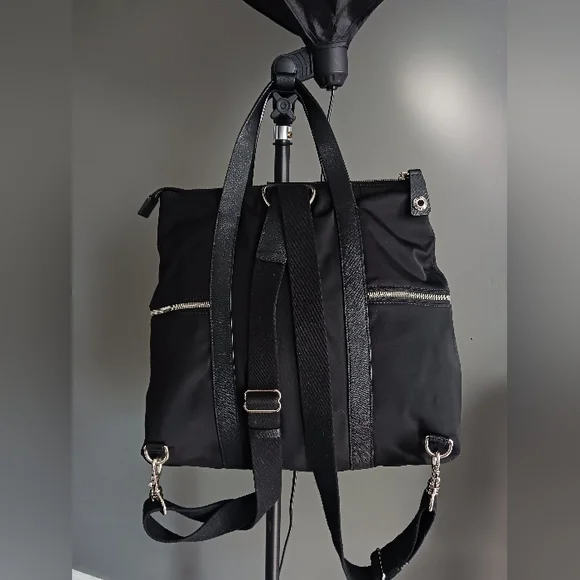 Henri Bendel Jetsetter Black Nylon/ Leather Backpack - Picture 6 of 11